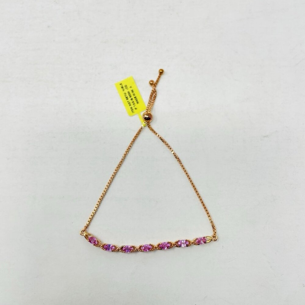 Shop LC Madagascar Pink Sapphire Sterling Silver Bolo Bracelet Adjustable‎ 5050